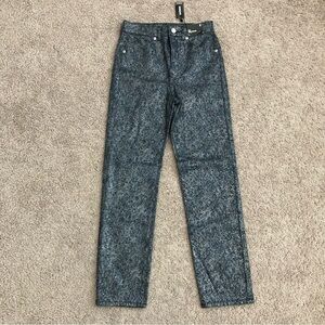 Express Slim Super High Rise Blue Metallic Jeans